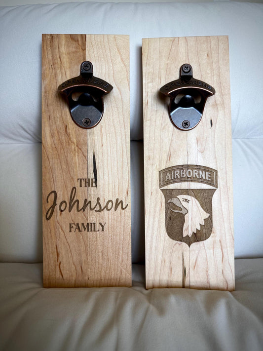 Custom Wall Mount Handmade Bottle Opener, Military Gift, Housewarming, Bar Accessories, wedding