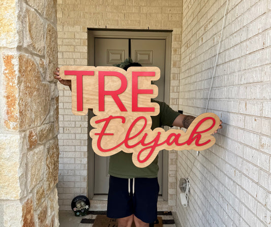 Custom Layered Wood Name Sign
