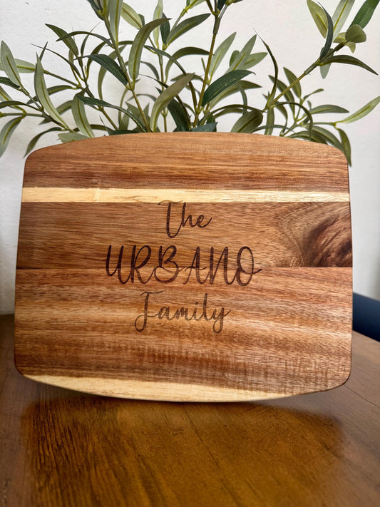 Personalized Charcuterie Board 8x10 | Custom Engraved Cutting Board | Family Name Kitchen Decor | Housewarming| Monogram
