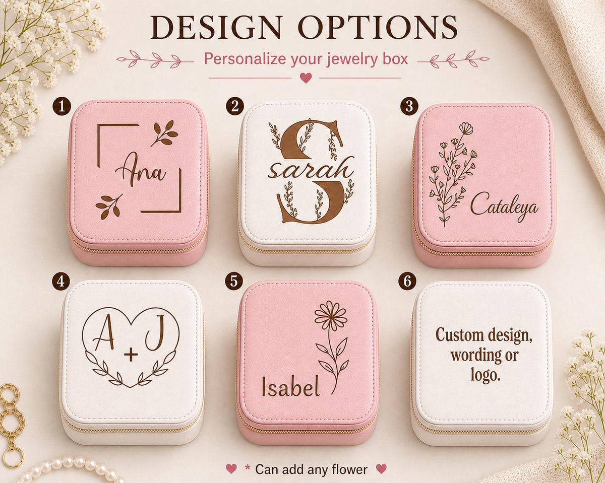 Personalized Travel Jewelry Case | Custom Name Box | Bridesmaid Gift | Flower Jewelry Organizer