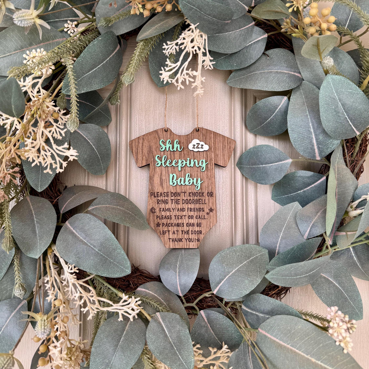 Baby Sleeping Sign | Don’t Knock Door Hanger | New Baby Decor