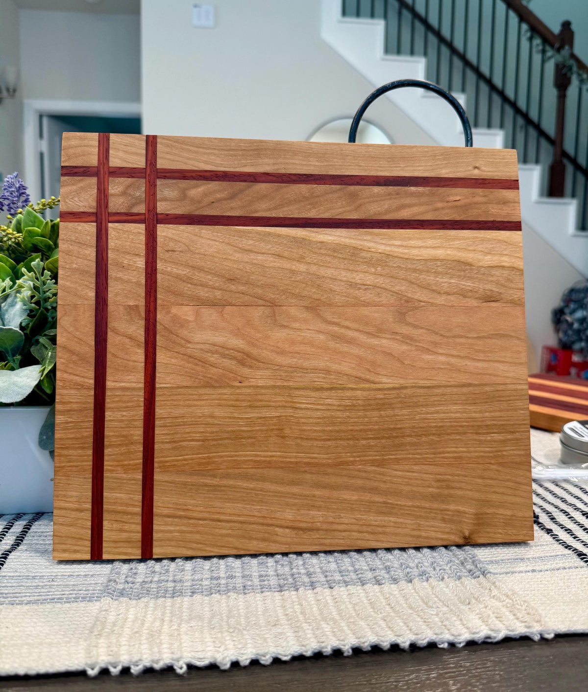 Handmade Hardwood Cutting Board | Cherry Maple Walnut Padauk Purple Heart (9x12in) personalized
