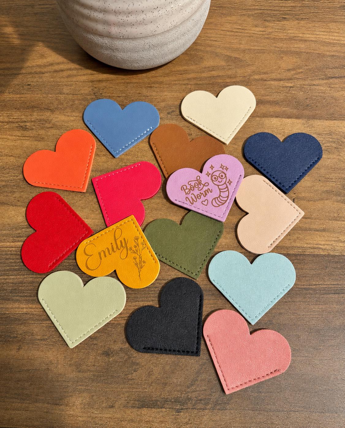 Personalized Heart Bookmarks | Custom Leather Bookmark | Book Lover Gift | Reader Accessory