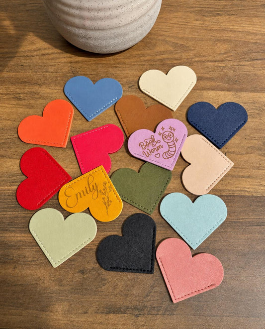 Personalized Heart Bookmarks | Custom Leather Bookmark | Book Lover Gift | Reader Accessory