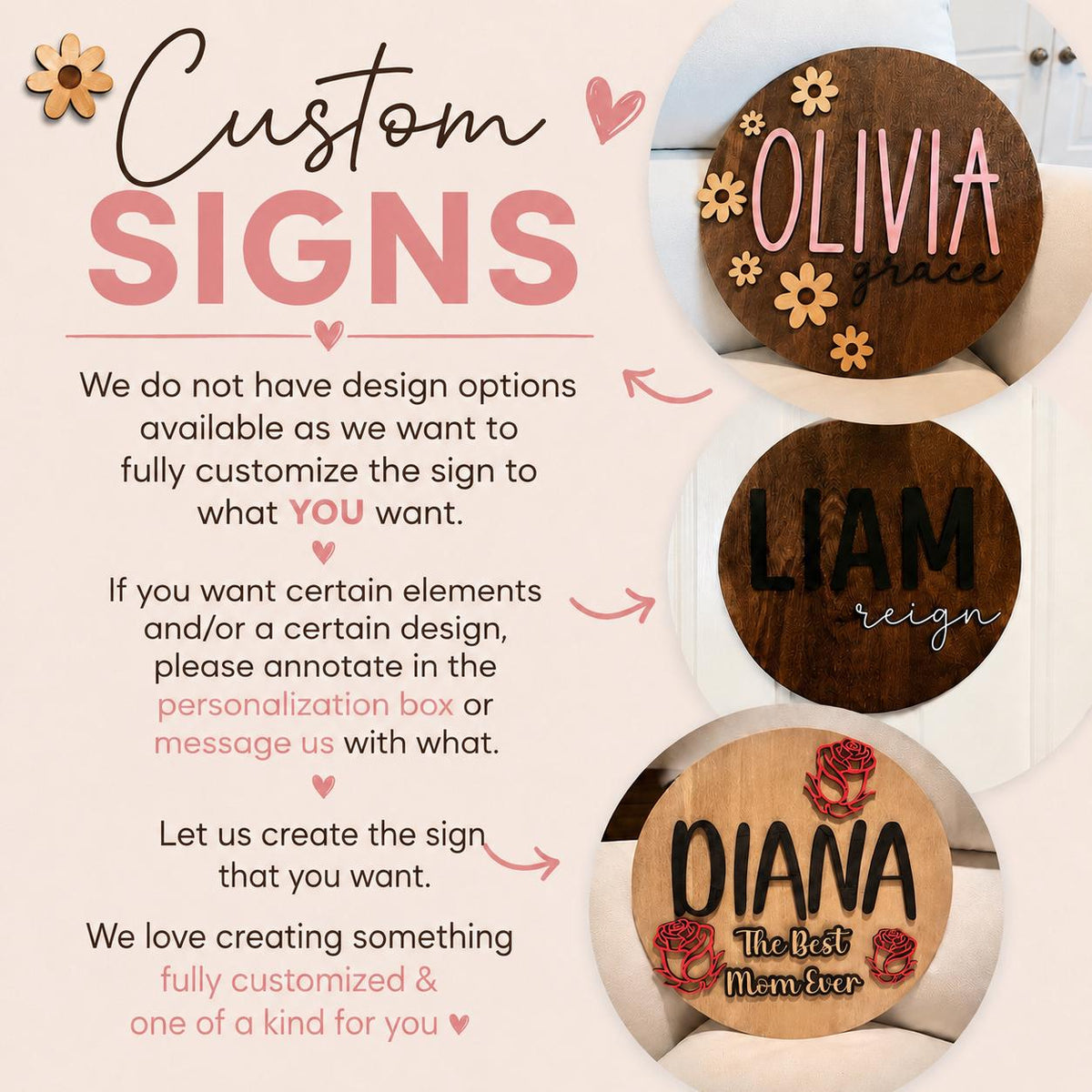 Custom Name Sign | Business/logo sign | Personalized Circle Plaque | Round Wooden Decor | Nursery Wall Art