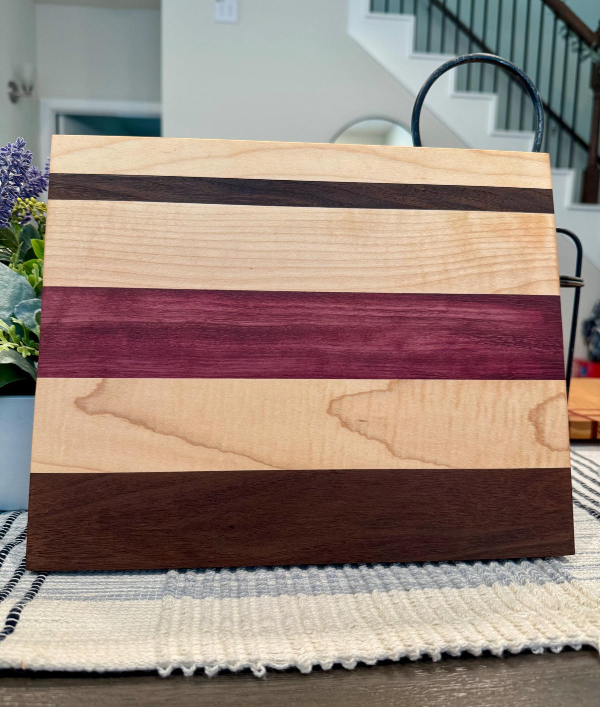 Handmade Hardwood Cutting Board | Cherry Maple Walnut Padauk Purple Heart (9x12in) personalized