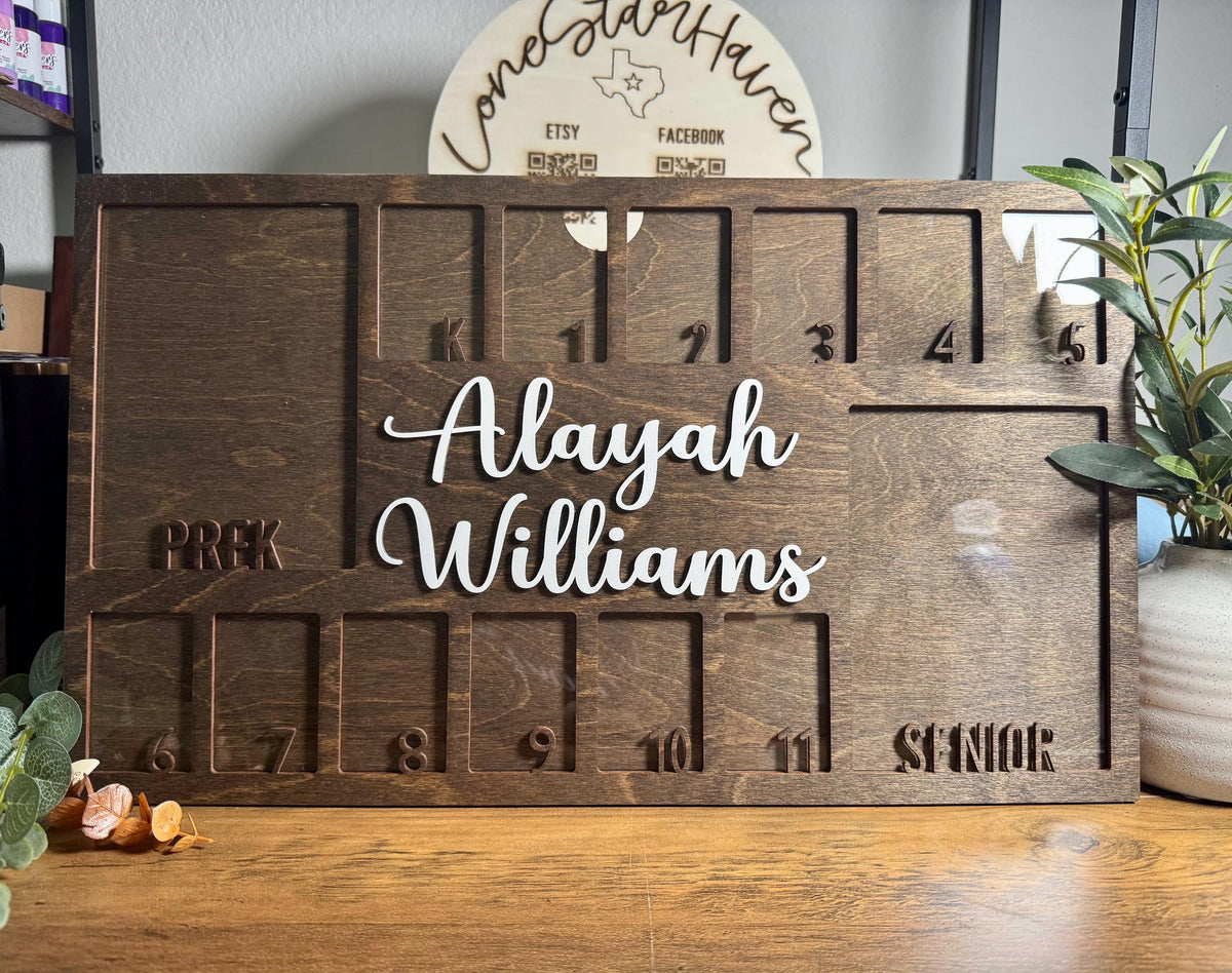 Pre-K to Senior Picture Frame, Personalized School Years Photo Frame, Graduation Keepsake, Kids Photo Frame