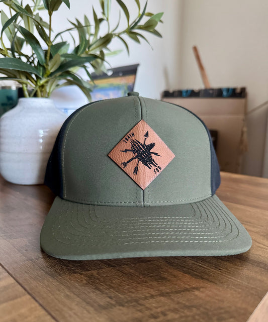 Custom Durra Bull 6-Panel Performance Hat | Personalized Leather Patch Snapback