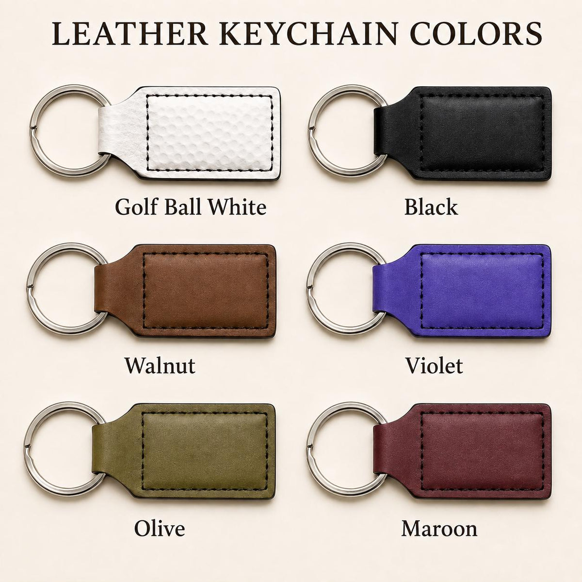 Personalized Leather Keychain, Custom Name or Business Logo Key Ring, Engraved Gift