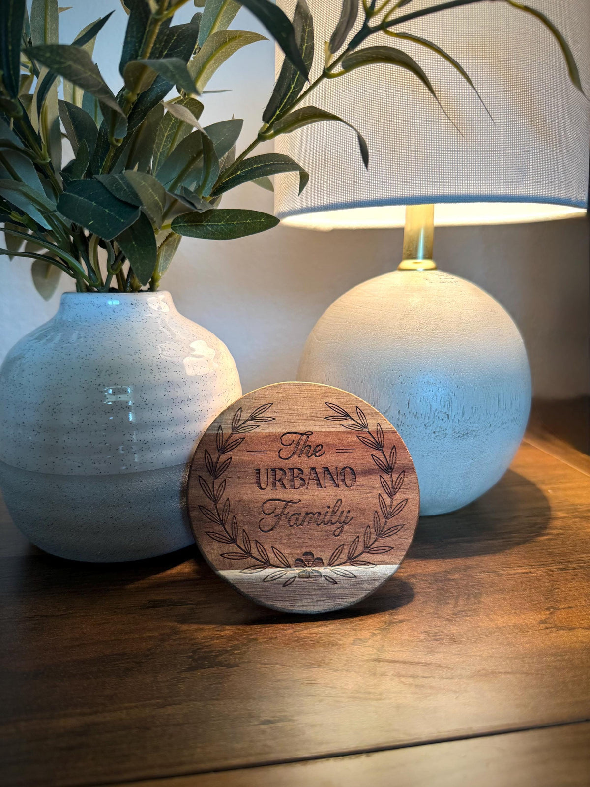 Personalized Engraved Wood Coasters, Custom Bar Decor Set, realtor closing gift, family name, monogram wedding