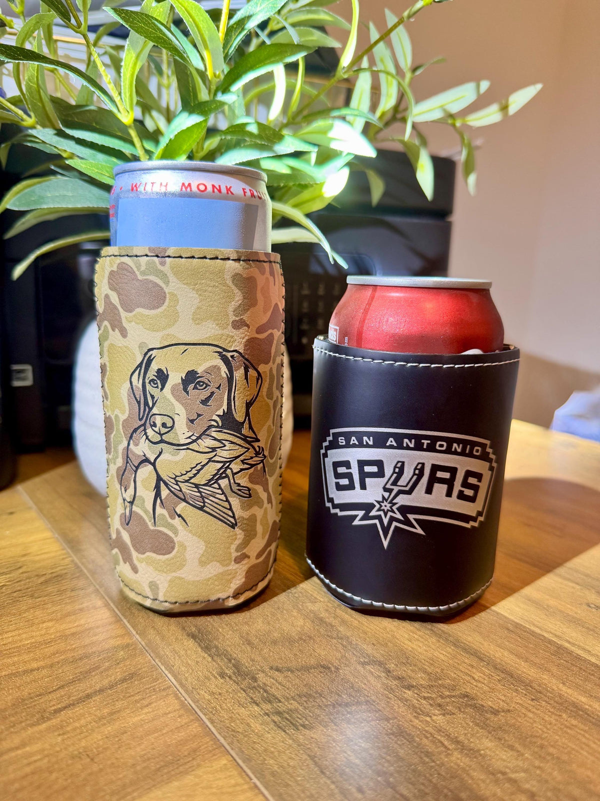 Personalized Leather Can Sleeve | Slim/Regular Can Duster | Groomsman Proposal | Custom Can Cooler