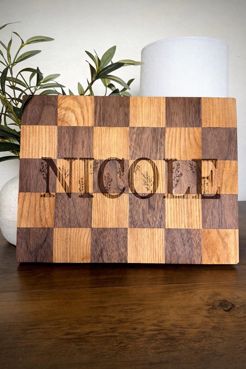 Handmade Hardwood Cutting Board | Cherry Maple Walnut Padauk Purple Heart (9x12in) personalized