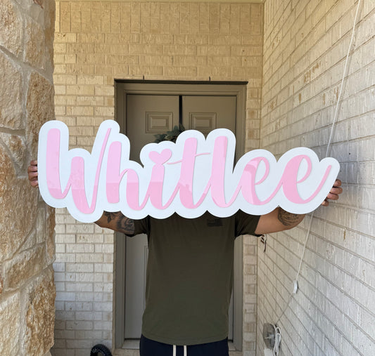 Custom Acrylic Name Sign with Wood Backing