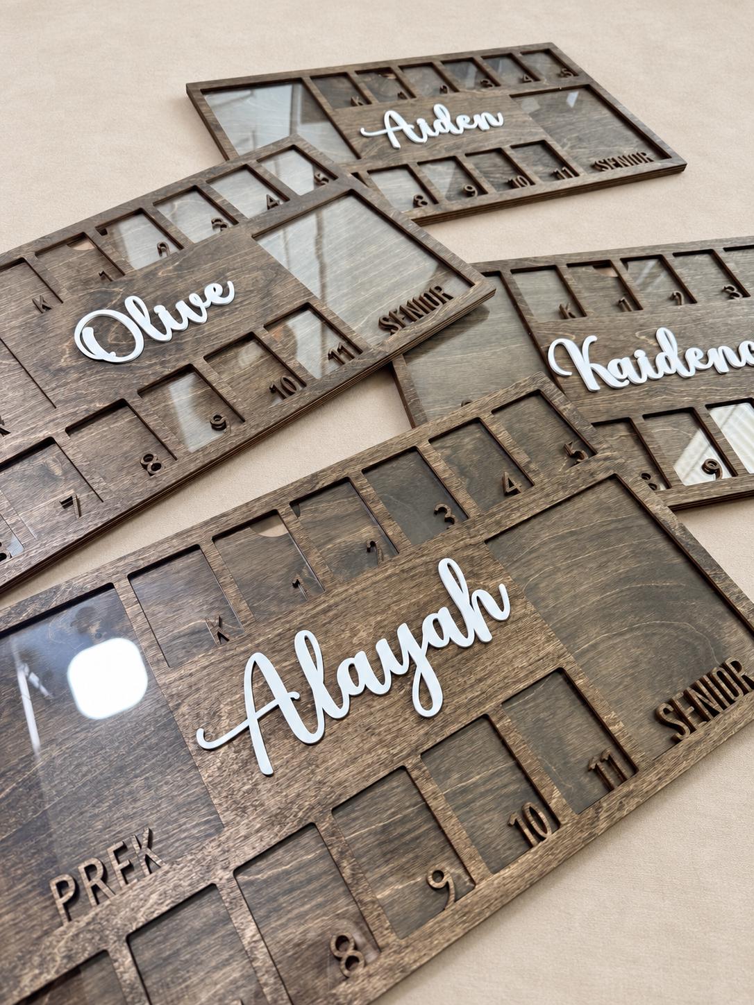 Pre-K to Senior Picture Frame, Personalized School Years Photo Frame, Graduation Keepsake, Kids Photo Frame