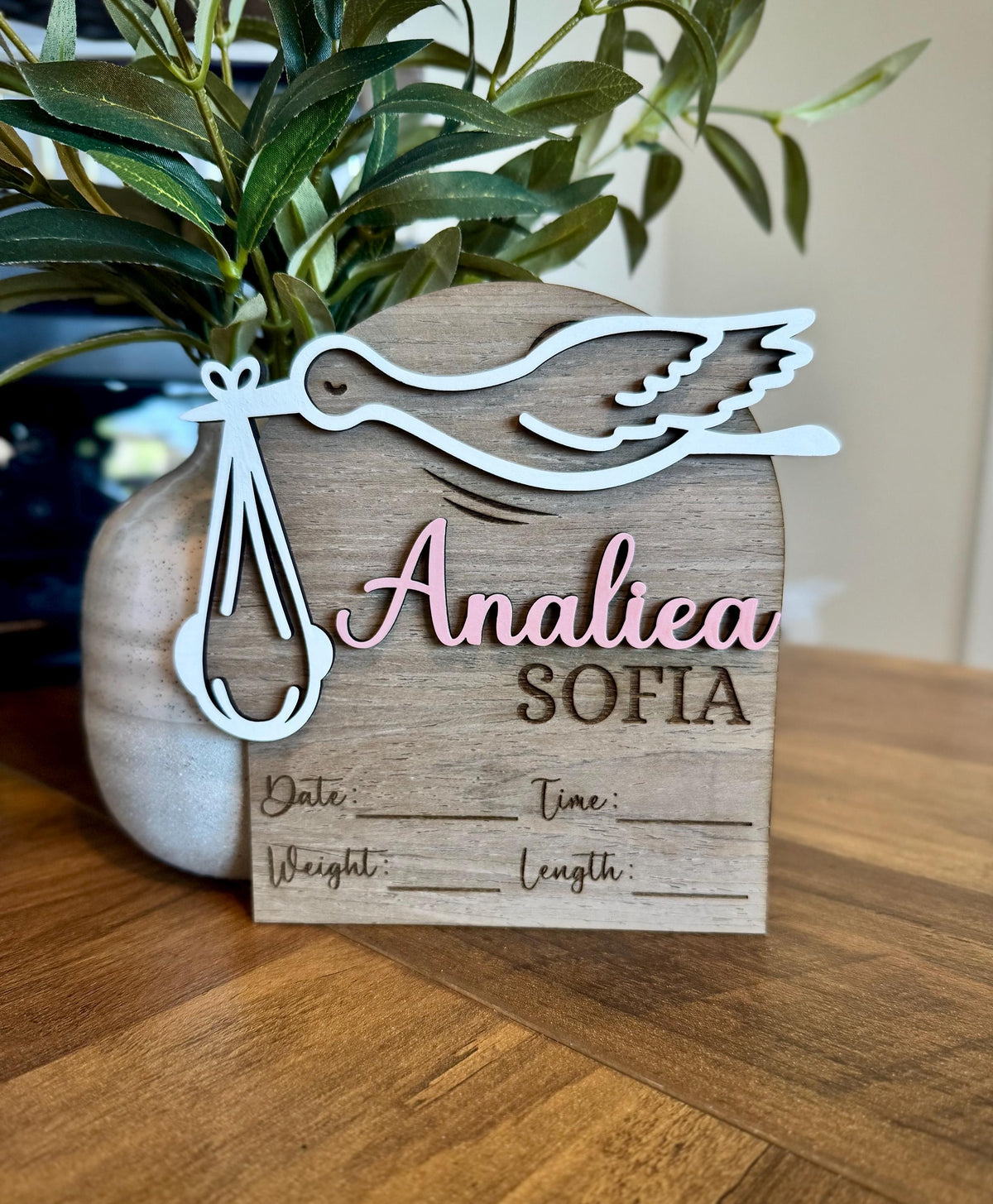 Personalized Baby Birth Stats Sign, Wooden Name Announcement, Custom Newborn Nursery Decor