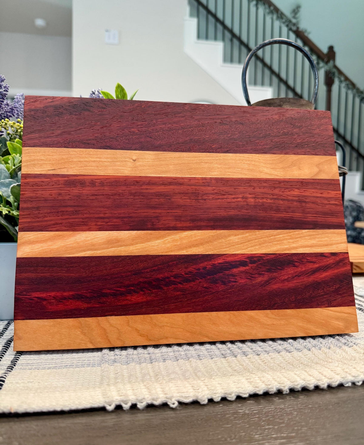 Handmade Hardwood Cutting Board | Cherry Maple Walnut Padauk Purple Heart (9x12in) personalized