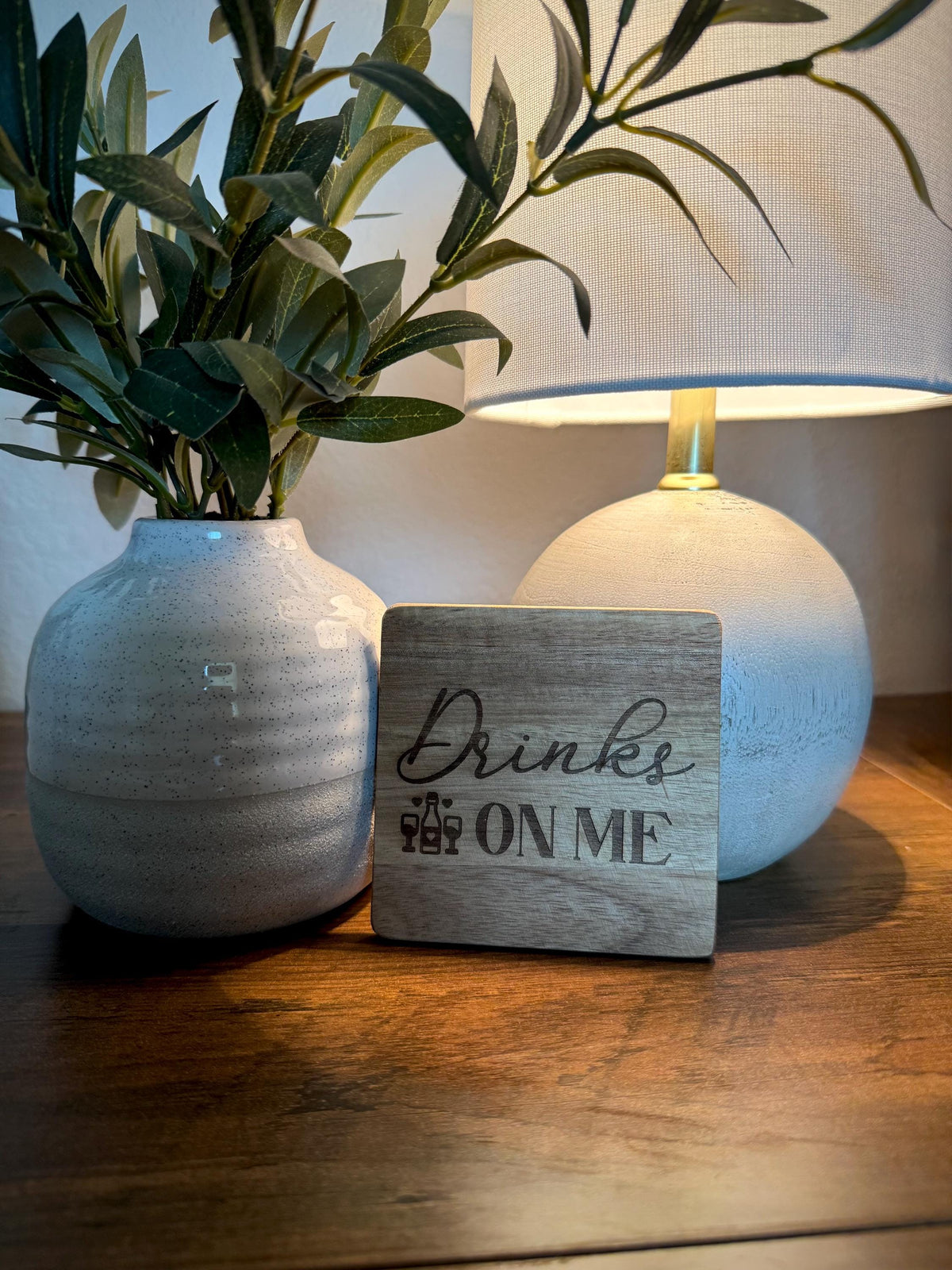 Personalized Engraved Wood Coasters, Custom Bar Decor Set, realtor closing gift, family name, monogram wedding