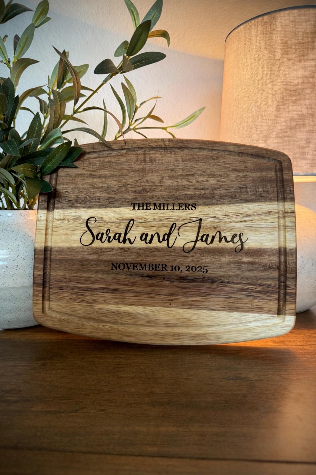 Personalized Charcuterie Board 8x10 | Custom Engraved Cutting Board | Family Name Kitchen Decor | Housewarming| Monogram
