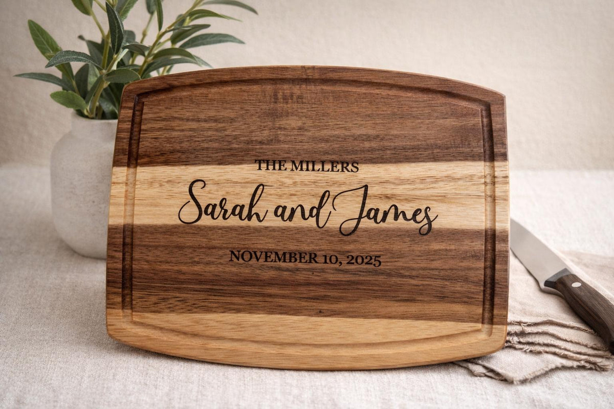 Personalized Charcuterie Board 8x10 | Custom Engraved Cutting Board | Family Name Kitchen Decor | Housewarming| Monogram