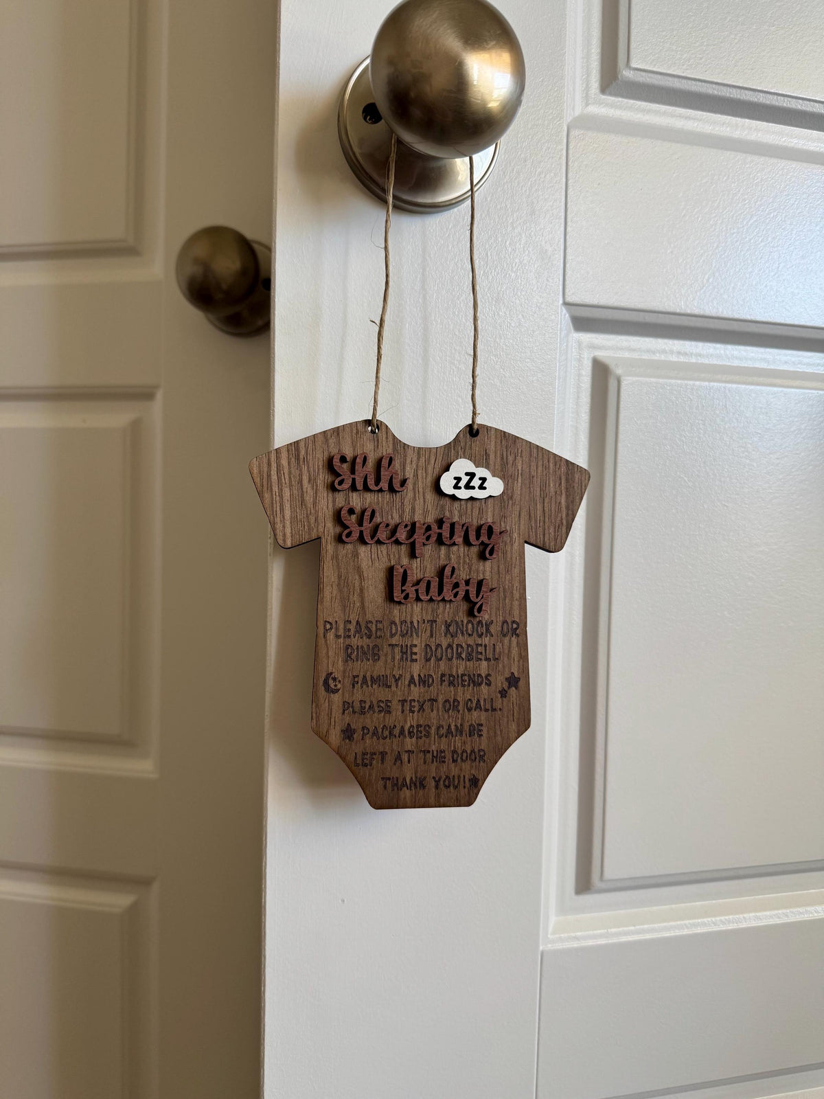 Baby Sleeping Sign | Don’t Knock Door Hanger | New Baby Decor